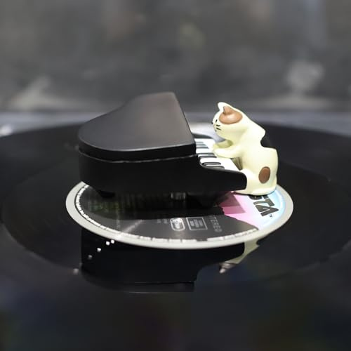 sdroceRyaM Plateau tournant décoratif pour tourne-disque en forme de chat - Accessoire de décoration de dessin animé - Pince de poids pour amortissement des vibrations - Disque LP