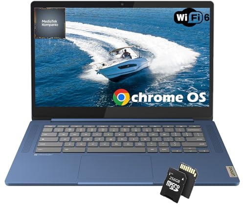 Lenovo IdeaPad Slim 3 Chromebook Laptop for Students and Business, 14 Full HD(1920×1080), MediaTek Kompanio 520, 4GB RAM, 64GB eMMC, 256GB Micro SD Card, Wi-Fi 6, Chrome OS