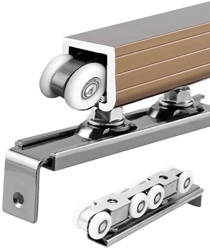 Rail Porte Coulissante Rail de Porte Coulissante Intérieure, Quincaillerie pour Porte Escamotable, Remplacement Du Guide de Porte de Placard Simple(Champagne,300cm(118.1in))