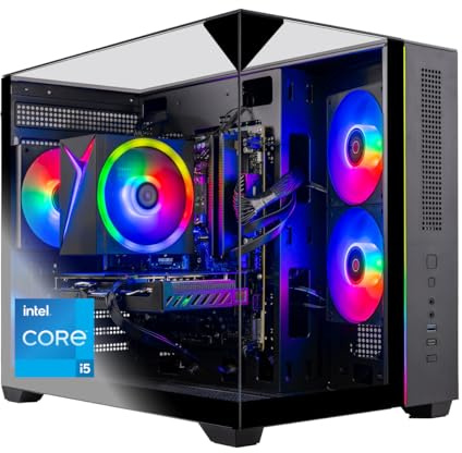 Skytech Gaming Crystal Gaming PC, Intel i5 14400F 2.5GHz, NVIDIA RTX 5050 8GB, 1TB NVMe SSD, 16GB DDR5 RAM 5200, 650W Gold PSU, WLAN, Win 11, Gaming Computer