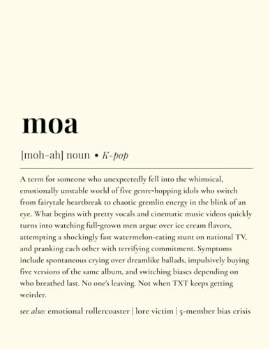 TXT / MOA Dictionary Definition K-Pop Meme Notebook – 8.5 x 11, 200 Pages, Lined Paperback for School, Studying, or Journaling