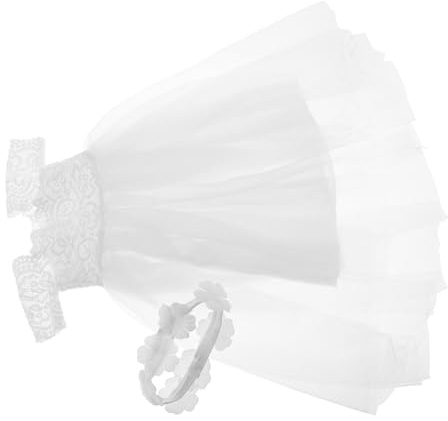 ZUNOXAZ Brautkleid Für 45cm Puppen Amerikanische Puppen Für Mädchen Tüll Hochzeitskleid Mit Spitzenapplikationen Puppenkleidungszubehör Für Sammler Fantasievolles Spiel