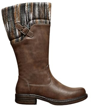 IVACHY Women’s Tall Winter Boots with Knit Cuff – Warm Fur Lined Side Zip Boots, Comfortable Non-Slip Casual Fashion Boots for Cold Weather
