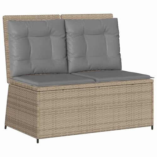 vidaXL Gartenbank Beige Poly-Rattan, Alfresco Sitzbank, Moderne Gartenliege, Robustes Terrassenmöbel, entspann Dich im Freien