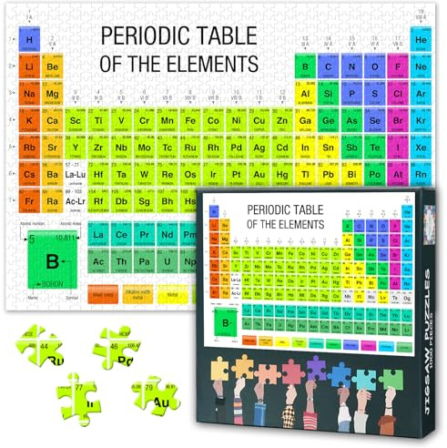 Periodensystem der Elemente Puzzle 1000 Teile Erwachsene Wissenschaftliches Lernpuzzle inklusive Neuer Elemente Nihonium Moscovium Tenness Oganesson Herausforderung für Chemie Fans Geschenk