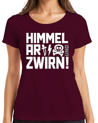 Heaven Ass and Twine Cheeky Funny Skull Punk Lightning Knife Women's T-Shirt, burgundy, S