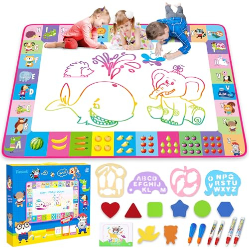 Water Doodle Mat,Kids Painting Drawing Board,Gift Toy for Ages 2-7 Pink | Painting Writing Color Doodle Drawing Mat,Color Magic Pens Gift Set for Ages 2-7 Girls Boys Kids