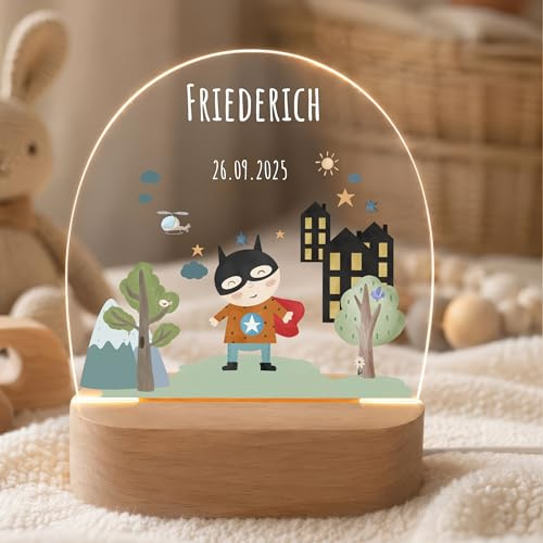 VILLA ROSA LOTTA Personalisiertes Nachtlicht für Babys mit Namen - Individuelle Geschenke Baby - Geschenk Zur Geburt Mädchen und Junge Personalisiert- Nachttischlampe Zur Geburt