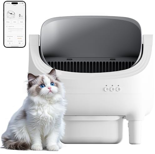 JUMMICO Smart Self-Cleaning Cat Litter Tray – Automatic Cat Litter Box with Health Monitor & Odour Control, 12L XL Capacity (15 Days), Ultra-Quiet & Safe for All Cats (1.5-15kg)