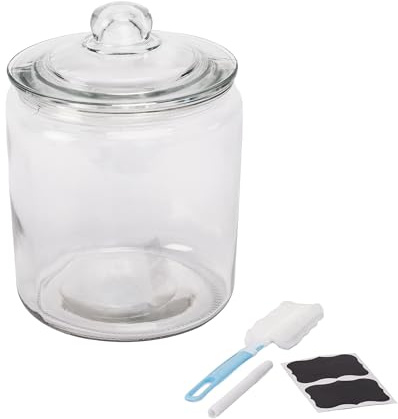 Relaxdays Vorratsglas mit Deckel, 4 l, Glas, HxD: 26 x 18 cm, runde Vorratsdose, luftdichter Glasbehälter, transparent