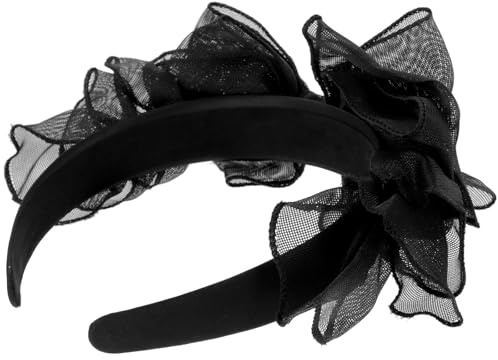 Abaodam Retro Haarreif mit Großer Schleife aus Spitze Schwarz Bequem und Formstabil für Partys und Festivals als Eleganter Kopfschmuck