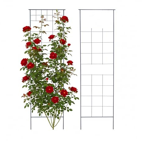 Relaxdays Rankgitter, 2er Set, HxB 193 x 58 cm, Metall, schwarz | Rankhilfe für Kletterpflanzen, Garten, Rosenrankhilfe
