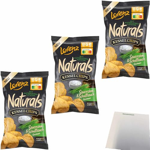 usy Bundle für Naturals Kesselchips Sauerrahm & Schnittlauch 3er Pack (3x95g Packung) + usy Block
