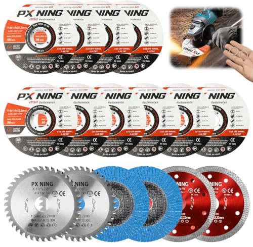 Trennscheiben 115, 16 Stück Trennscheibe Metall, Winkelschleifer Scheiben 115, 115mm Trennscheibe mit 22.23mm Bohrung, zum Schneiden von Metall, Stein, Holz, Keramik, Fliesen und Schleifen