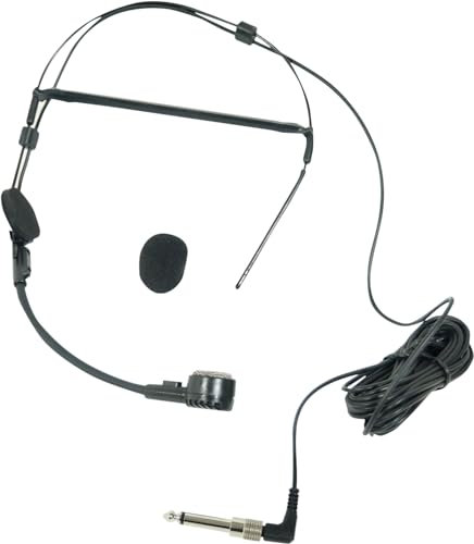 ELECTROVISION A rugged headband microphone with dynamic capsule. The unit comes fitted with a 3.5 mm mono jack. A 6.35 mm mono adaptor and wind sock are also supplied.