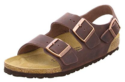 Birkenstock Milano 34873, Unisex - Erwachsene Sandalen/Outdoor-Sandalen aus Fettleder, Braun (Habana), EU 36 (schmal)