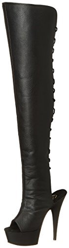 Pleaser DEL3019/B/PU, Stivali Alti Donna, Nero (Black (Blk Faux Leather/Blk)), 39.5 EU