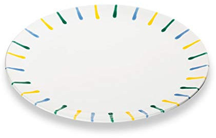 GMUNDNER KERAMIK Speiseteller Cup Durchmesser : 28 cm Buntgeflammt Geschirr, handgemacht in Österreich