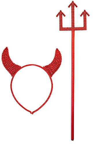 Devil Horns & Pitchfork Accessory for Halloween Fancy Dress