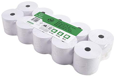 Exacompta - Réf. 40592E - Lot de 10 bobines pour machine à calculer et caisse - largeur 57 mm x diamètre 70 mm - mandrin 12 mm - 1 pli offset extra-blanc 60g/m² - Métrage (+ ou - 2m) : 40 m