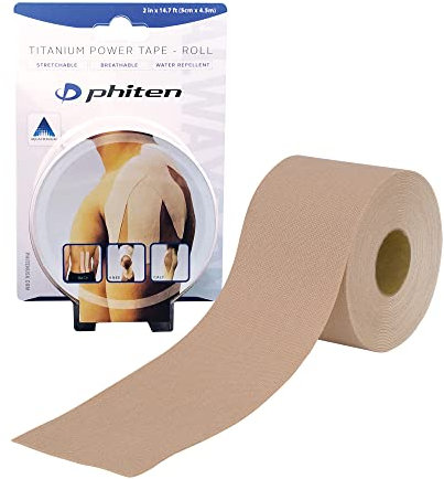 Phiten Titanband, 37,8 cm Titan Klebeband, 5,1 cm x 35,9 cm, Beige, 2 x 14.7