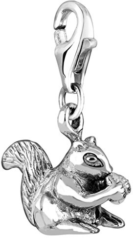 Nenalina Eichhörnchen Karabiner Charm Anhänger Bettelarmband 925 Silber | Damen-Charm-Anhänger für alle gängigen Charmträger Charm-Club Clasp-Charms 925er Sterling-Silber
