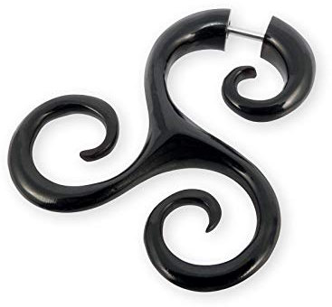 Fly Style Ohrringe Ohrhänger Fake Spirale aus Horn oder Knochen - Natur Damen Schmuck, Farbwahl:schwarz
