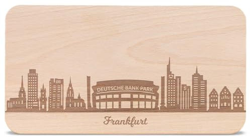 Frühstücksbrettchen Frankfurt mit Skyline Gravur - Brotzeitbrett & Geschenk für Frankfurt Stadtverliebte & Fans - ideal auch als Souvenir