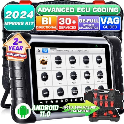 Autel MaxiPRO MP808S KIT: 2023 Erweiterte ECU Codierung Voll bidirektional, 150€ 11PCS Adaptern, ÜBERLEGEN von MP808K DS808K, Gleich wie MS906 Pro MK906 Pro, Android 11 4G+64G, Aktiver Test 30+ Dienst