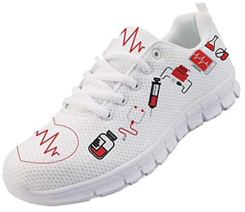 chaqlin Femmes Baskets Casual Lacets Gym Sport Course À Pied Fitness Tennis Entraîneurs Chaussures Mignon Infirmière Sneakers EU37