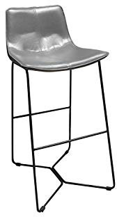 Meubletmoi Steeve Barhocker, grau, aus Kunstleder und Metallgestell, kabelgebunden, Schwarz – Hochstuhl, Vintage-Design, zeitgenössisch