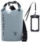 Wasserdichte Premium-Tasche, Sack mit Handy-Trockentasche und langem, verstellbarem Schultergurt, perfekt für Kajakfahren/Bootfahren/Kanufahren/Angeln/Rafting/Schwimmen/Camping/Snowboarden (Grau, 5 L)