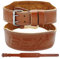 iBEX Weight Lifting Belt Leather 4” Padded Lumbar Back Support Suede Lining Steel Buckle Functional Training Bodybuilding Powerlifting Exercise Deadlifts Squats Workout Home Gym Fitness Equipment-L