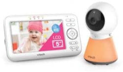 VTech VM5254 Video Baby Monitor, Schermo da 5, Luce Notturna Adattiva Auto-On, Visione Notturna, Conversazione Bidirezionale, Suoni Rilassanti, Sensore di Temperatura, Trasmissione Sicura fino a 300m
