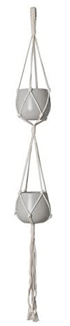 Artevasi Macrame Plant Hanger, Hanging Plant Holders, Double Basic Knot (white, 47 inch)
