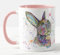 Vixar Rabbit British Wildlife Watercolour Rainbow Art Coloured Mug Cup Gift Birthday Work Office Christmas Tea Coffee (Pink)