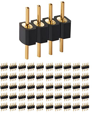 Chanzon Round Pin Header Strip for Arduino Gpio 4 pin x 50pcs Male Headers Pins Straight Single Row Gold Plated Pitch 2.54mm 0.1 inch Breakaway for PCB Connector Raspberry pi Machine Breadboard