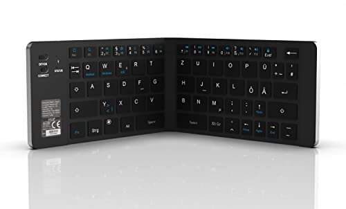 İnca IBK-579BT Faltbare Bluetooth Tastatur | Ultra-Dünn & Wiederaufladbar | Kompakte Reise-Tastatur für Smartphone, Tablet, PC & Mac | Multi-Gerät | Aluminiumlegierung | Silber Metallic