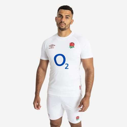 Umbro Mens England Rugby Home Shirt 2024 Six Nations Adults White XL