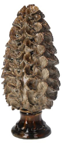Keyhomestore - Dekorativer Tannenzapfen aus Keramik in Korallen in Farbe Braun glänzend, Höhe 40 cm, ideal als Aufstellhilfe für Innenräume. Geschenkidee und Gastgeschenk