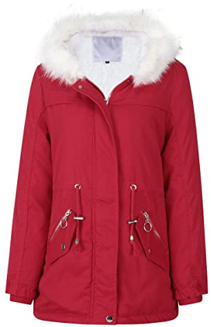 YYNUDA Cappotto invernale da donna, parka caldo, imbottito, con pelliccia, cappuccio in cotone