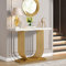Tribesigns Console Table with Gold Base, 39.4 Inch Faux Marble Entryway Foyer Table, Narrow Modern Hallway Table with Geometric Metal Legs for Living Room, Hallway, Entrance, White & Gold