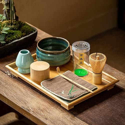 Coffret Cadeau Matcha Traditionnel Japonais Bambou Matcha Fouet Scoop Ceremic Matcha Bol Porte-Fouet Accessoires de cérémonie du thé