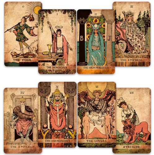 CRAFTERIAN Juego clásico de tarot – 78 cartas con borde dorado, guía completa de 91 páginas, perfecto para principiantes, elegante y ligero, auténtica experiencia de tarot