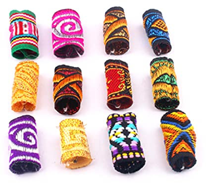 LEEQ dreadlocks schmuck, Bunte Dreadlocks Perlen - 24Pcs Flechten Haar Manschetten Dekorative Dreadringe Tuch Dread Haar Manschetten Zubehör für Frau Mann