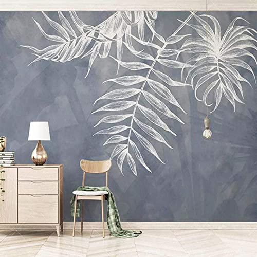 Tapete Tibetisch Blaue Blätter Im Nordischen Stil Tapeten 3D-Papiere Wohnkultur Papier Wandbild Tapete Tapeten Für Wohnzimmer Schlafzimmer Wände Papier Abziehen Und Aufkleben Selbstk 400(B)x280(H)cm