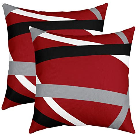 2er Set Kissenbezüge Moderne Kunst Kissenbezüge 40x40cm Geometrie Streifen Linien Dekokissen Zierkissenbezüge Kissenhülle Kissenbezug Umkehrbar Geometric Abstract Luxus Rot Weiß Grau Wurf Dekokissen
