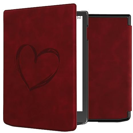 kwmobileÉtui Compatible avec Pocketbook InkPad 4 / Color 3 / Color 2 Coque - Étui à Rabat magnétique tabletteeReader Similicuir - Rouge foncé
