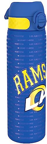 ion8 NFL Rams Leichte Edelstahl-Wasserflasche, 600 ml/20 oz, nicht isoliert, auslaufsicher, leicht zu öffnen, sicherer Verschluss, spülmaschinenfest, Klappdeckel, passt in Getränkehalter