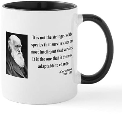 BAAROO Charles Darwin Keramik-Kaffeetasse, Teetasse, 325 ml, 6 Tassen